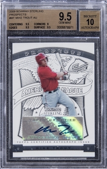 2009 Bowman Sterling Prospects #MT Mike Trout Signed Rookie Card – BGS GEM MINT 9.5/BGS 10 